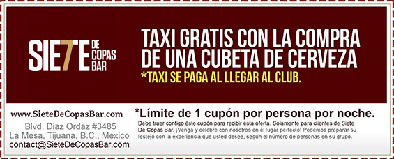 Taxi gratis con la compra de una cubeta de cerveza.